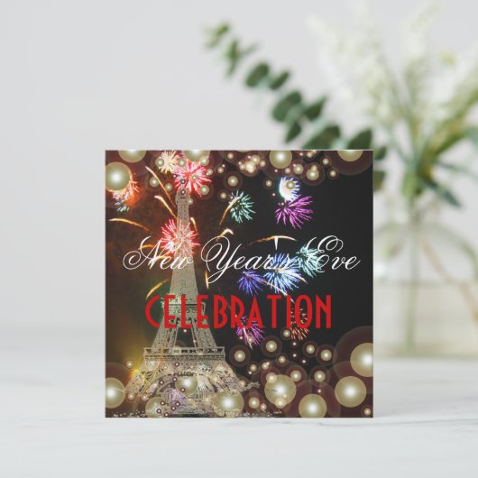 Eiffelturm, Champagner-Feuerwerk Einladung (Stehend Vorderseite)