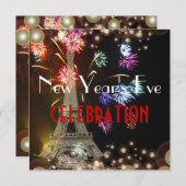 Eiffelturm, Champagner-Feuerwerk Einladung (Vorne/Hinten)