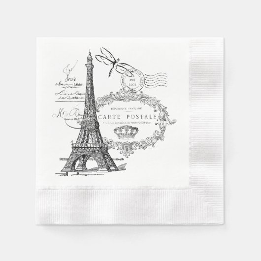 Eiffelturm Collage Serviette (Vorderseite)