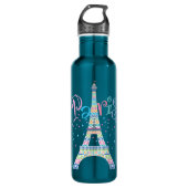 Eiffelturm Confetti 24 oz. Electric Blue Trinkflasche (Vorderseite)