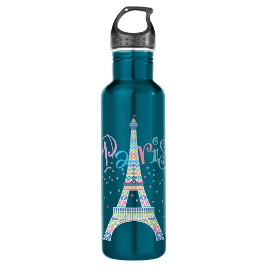 Eiffelturm Confetti 24 oz. Electric Blue Trinkflasche (Vorderseite)