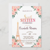 Eiffelturm Confetti ++++9-Blume Süß 16 Einladung (Vorderseite)