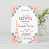 Eiffelturm Confetti ++++9-Blume Süß 16 Einladung (Stehend Vorderseite)