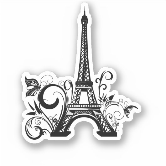 Eiffelturm Custom-Cut Vinyl Sticker (Vorderseite)