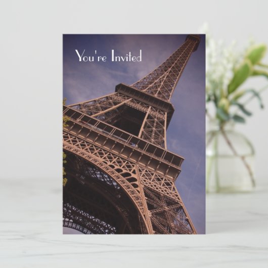Eiffelturm Ein Vorgeschmack des französischen Part Einladung (Stehend Vorderseite)