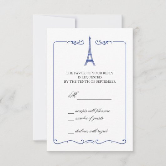 Eiffelturm Elegante RSVP Card Einladung (Vorderseite)