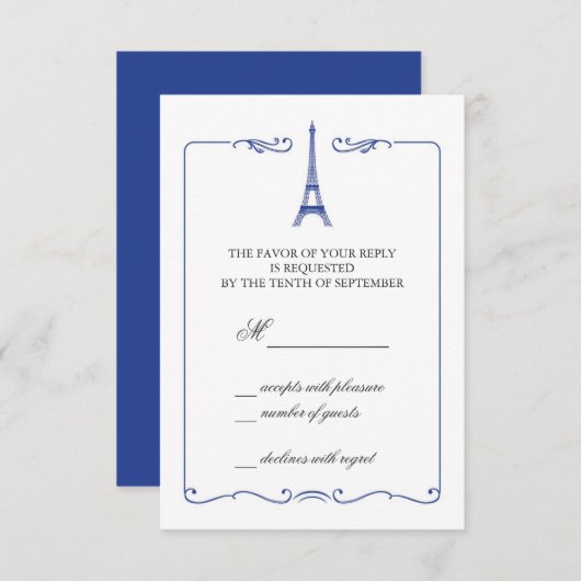 Eiffelturm Elegante RSVP Card Einladung (Vorne/Hinten)