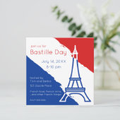 Eiffelturm - Farben der französischen Flagge Einladung (Stehend Vorderseite)