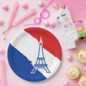 Eiffelturm - Farben der französischen Flagge Pappteller (Party)