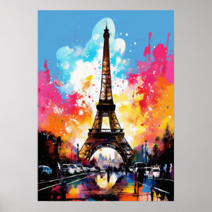 Eiffelturm: Farbposter Druck Poster