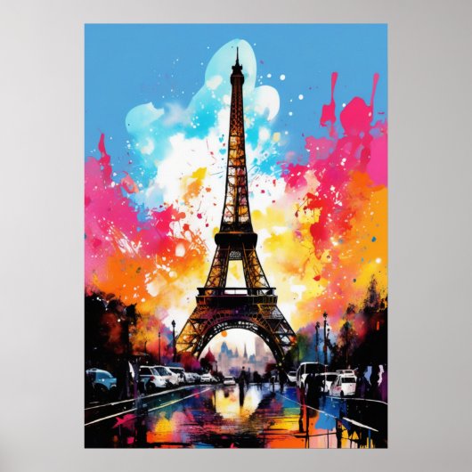 Eiffelturm: Farbposter Druck Poster (Vorne)