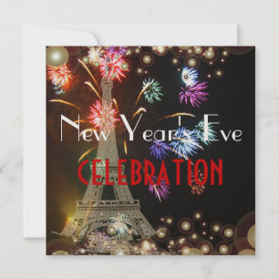 Eiffelturm, Feuerwerk Champagnerblasen Einladung