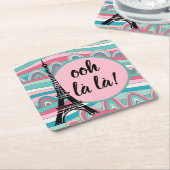 Eiffelturm Französisch Ooh la la la/ Monogram Rechteckiger Pappuntersetzer (angewinkelt)