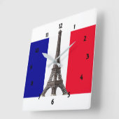 Eiffelturm Französische Flag Square Wall Clock Quadratische Wanduhr (Winkel)