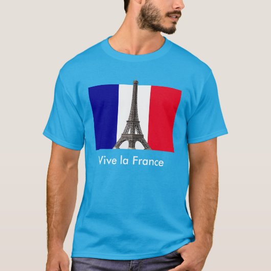 Eiffelturm Französische Flagge Vive la France Unis T-Shirt (Vorderseite)