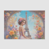 Eiffelturm Französische Frau Blumengestalterpapier Seidenpapier (Vorderseite)