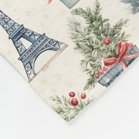 Eiffelturm, französische Topiaries Paris Weihnacht Fleecedecke (Ecke)