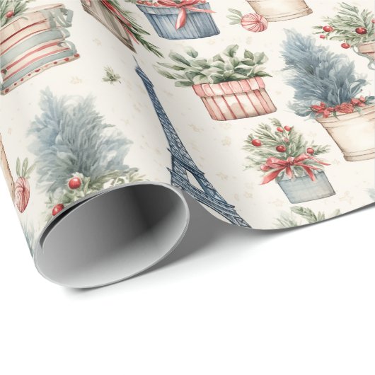 Eiffelturm, französische Topiaries Paris Weihnacht Geschenkpapier (Rolleneckpunkt)