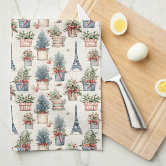 Eiffelturm, französische Topiaries Paris Weihnacht Geschirrtuch (Viertel Falte)