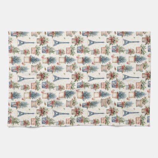 Eiffelturm, französische Topiaries Paris Weihnacht Geschirrtuch (Horizontal)