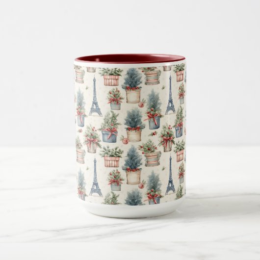 Eiffelturm, französische Topiaries Paris Weihnacht Tasse (Zentrum)