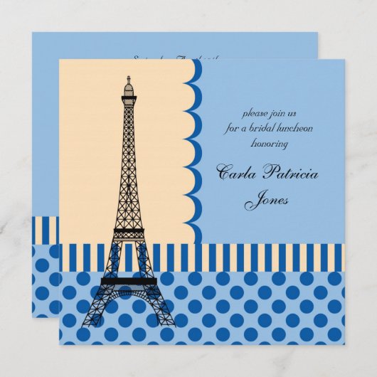 Eiffelturm Französischer Brautdusche Einladung (Vorne/Hinten)