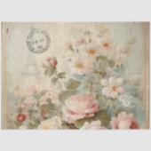 Eiffelturm Französischer Vintager Blumenrosa Decou Seidenpapier (Vorderseite)