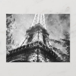 Eiffelturm für die Nacht, Schwarz und Weiß Postkarte