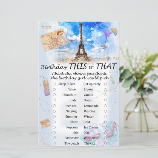 Eiffelturm Geburtstag dieses oder jenes Spiel (Stehend Vorderseite)