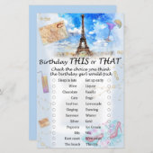 Eiffelturm Geburtstag dieses oder jenes Spiel (Vorne/Hinten)