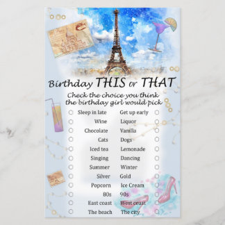 Eiffelturm Geburtstag dieses oder jenes Spiel