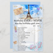 Eiffelturm Geburtstag oder nie Spiel (Vorne/Hinten)