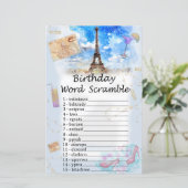 Eiffelturm Geburtstag Word Scramble Game (Stehend Vorderseite)
