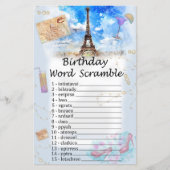 Eiffelturm Geburtstag Word Scramble Game (Vorderseite)