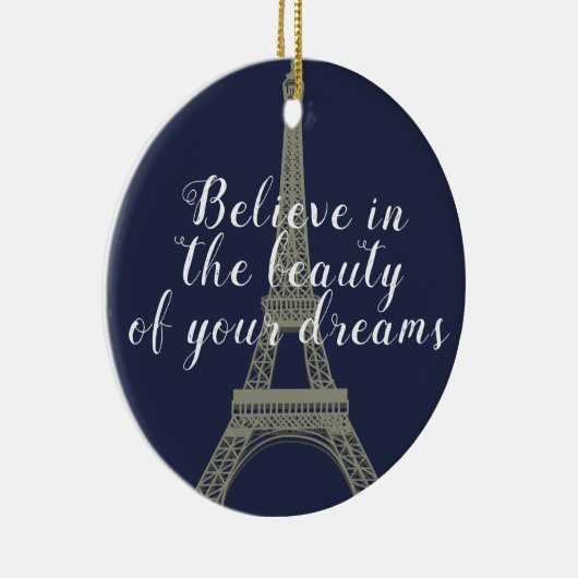 Eiffelturm glaubt Zitat Personalisiert Keramik Ornament (Rechts)