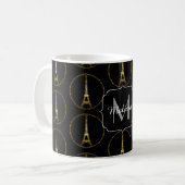 Eiffelturm Glitzer-Funkelmuster Monogram Kaffeetasse (Vorderseite Links)