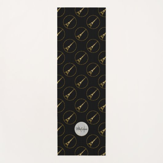 Eiffelturm Glitzer-Funkelmuster Monogram Yogamatte (Vorderseite)