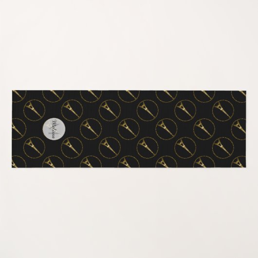 Eiffelturm Glitzer-Funkelmuster Monogram Yogamatte (Vorderseite (Horizontal))