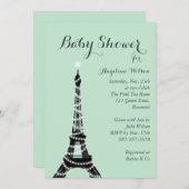 Eiffelturm Glitzern Kinderdusche Einladung (Vorne/Hinten)