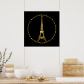 Eiffelturm Gold Glitzer Glitzern auf Black Poster (Küche)