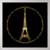 Eiffelturm Gold Glitzer Glitzern auf Black Poster (Vorne)