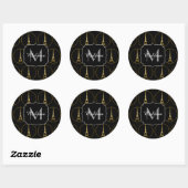 Eiffelturm Gold Glitzer Glitzern Black Monogram Runder Aufkleber (Blatt)