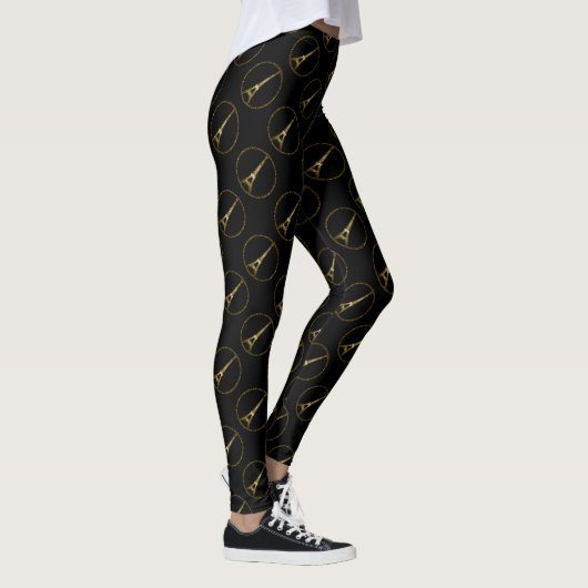 Eiffelturm Gold Glitzer Glitzern schwarz Leggings (Rechts)