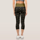 Eiffelturm Gold Glitzer Glitzern Schwarzes Muster Capri Leggings (Rückseite)