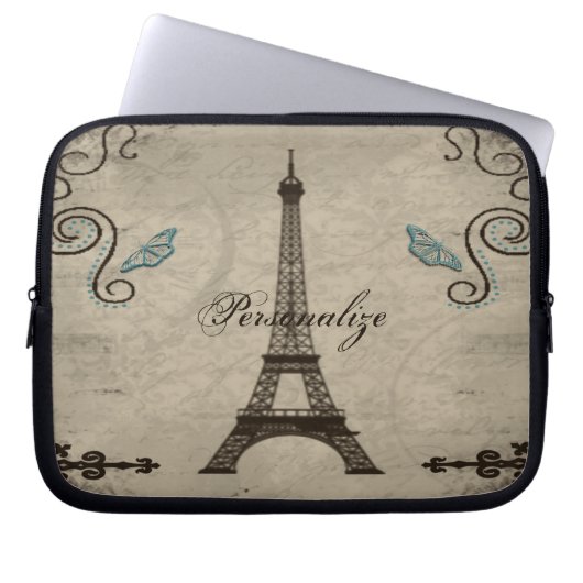 Eiffelturm Grunge Laptop Sleeve (Vorderseite)