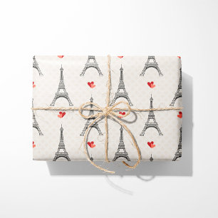 Eiffelturm & Herz Geschenkpapier