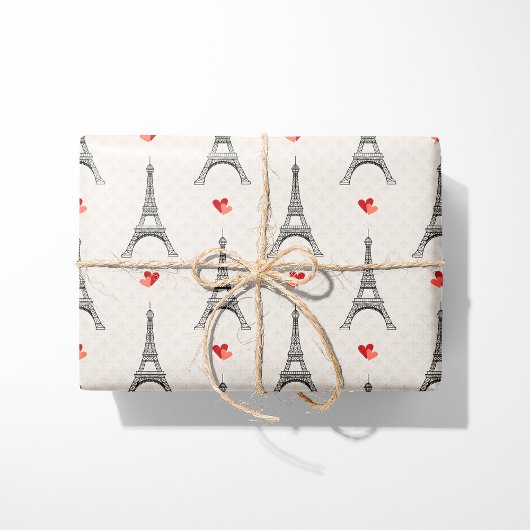 Eiffelturm & Herz Geschenkpapier