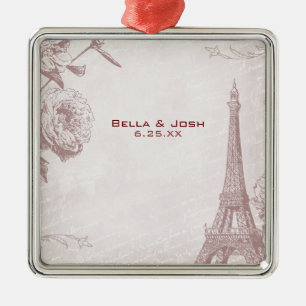 Eiffelturm-Hochzeitsdekoration in Vintage-Rosé Ornament Aus Metall