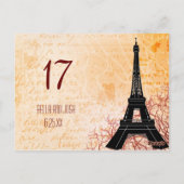 Eiffelturm Hochzeitskarte Postkarte (Rückseite)