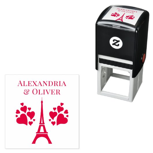 Eiffelturm hört den ersten Nachnamen oder ein Paar Permastempel (Beispiel)